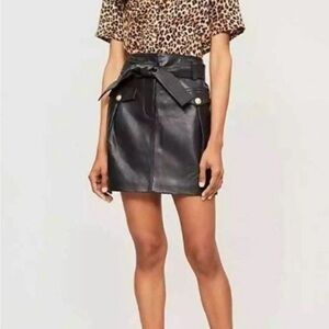 Maje Black Leather Pencil Skirt